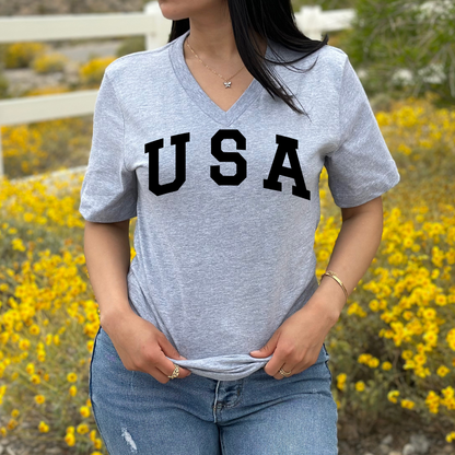USA - Unisex Jersey V-Neck Tee