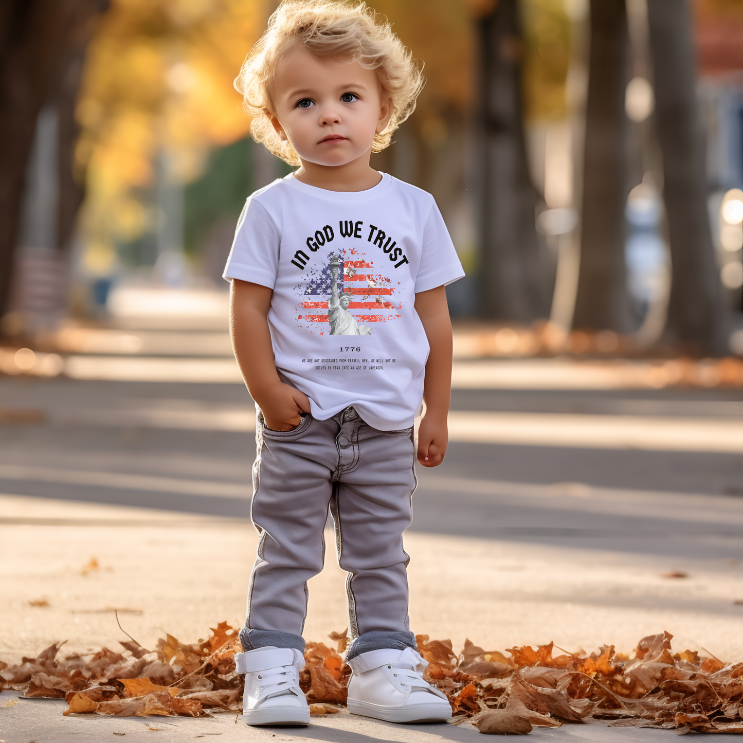 In God We Trust Liberty Flag - Toddler Jersey Tee