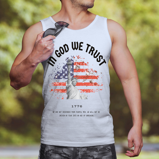 In God We Trust Lady Liberty Flag - Unisex Jersey Tank Top