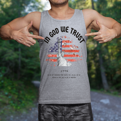 In God We Trust Lady Liberty Flag - Unisex Jersey Tank Top