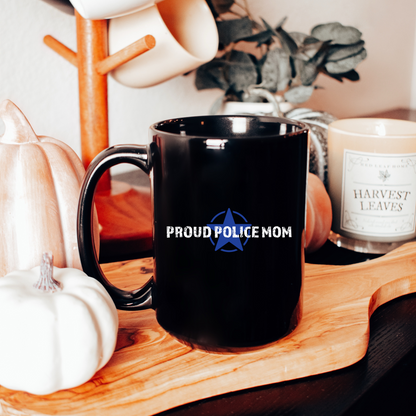 Proud Police Mom - Black Glossy Mug