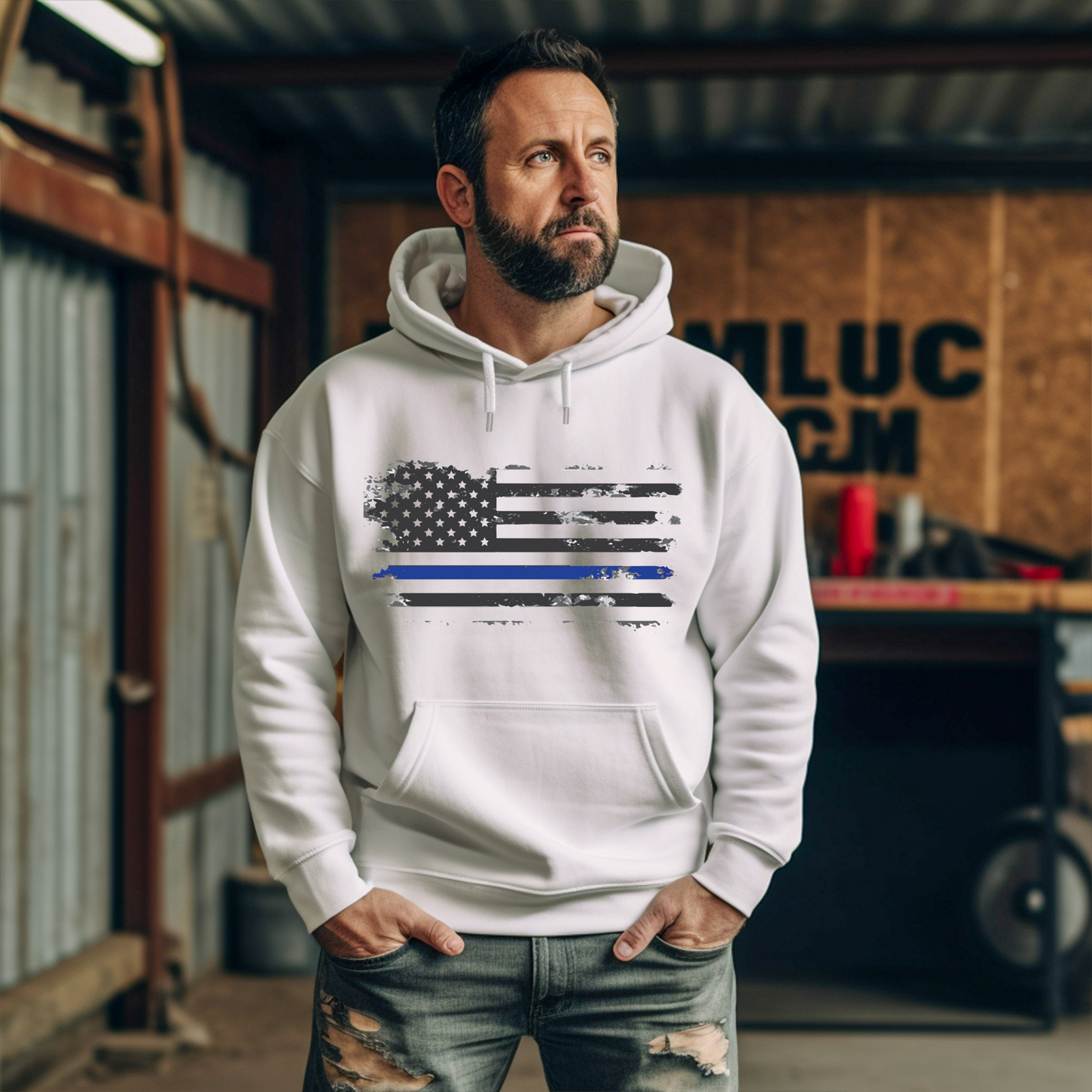 Thin Blue Line Flag - Unisex Hoodie