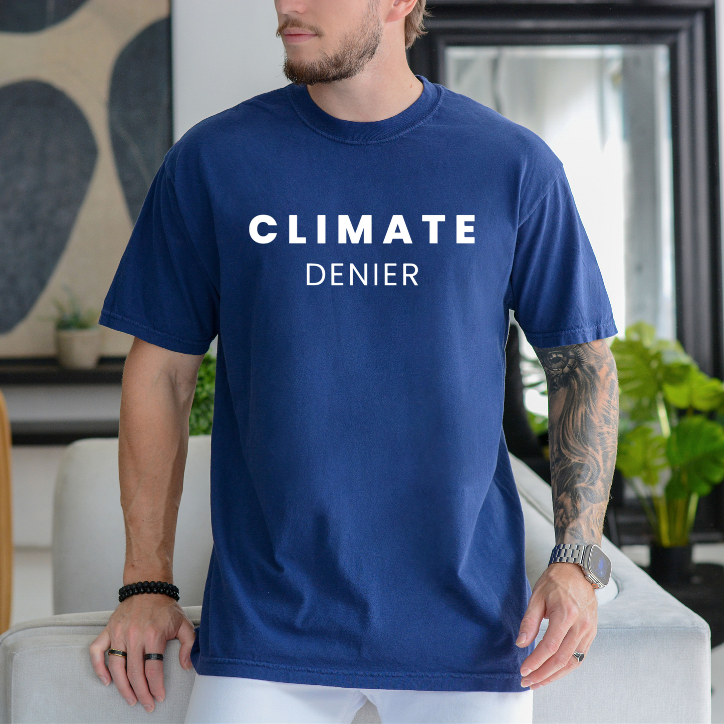 Climate Denier - Unisex Garment-Dyed Heavyweight Tee