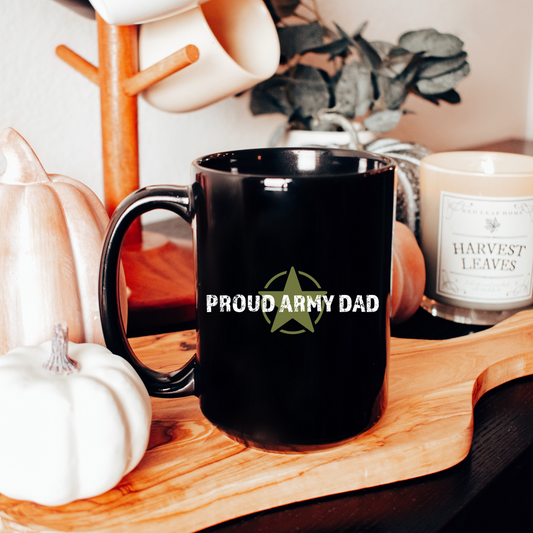 Proud Army Dad - Black Glossy Mug