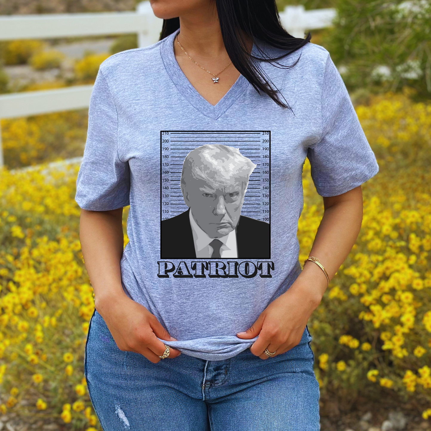 Trump Mugshot - Patriot Unisex V-Neck Jersey Tee