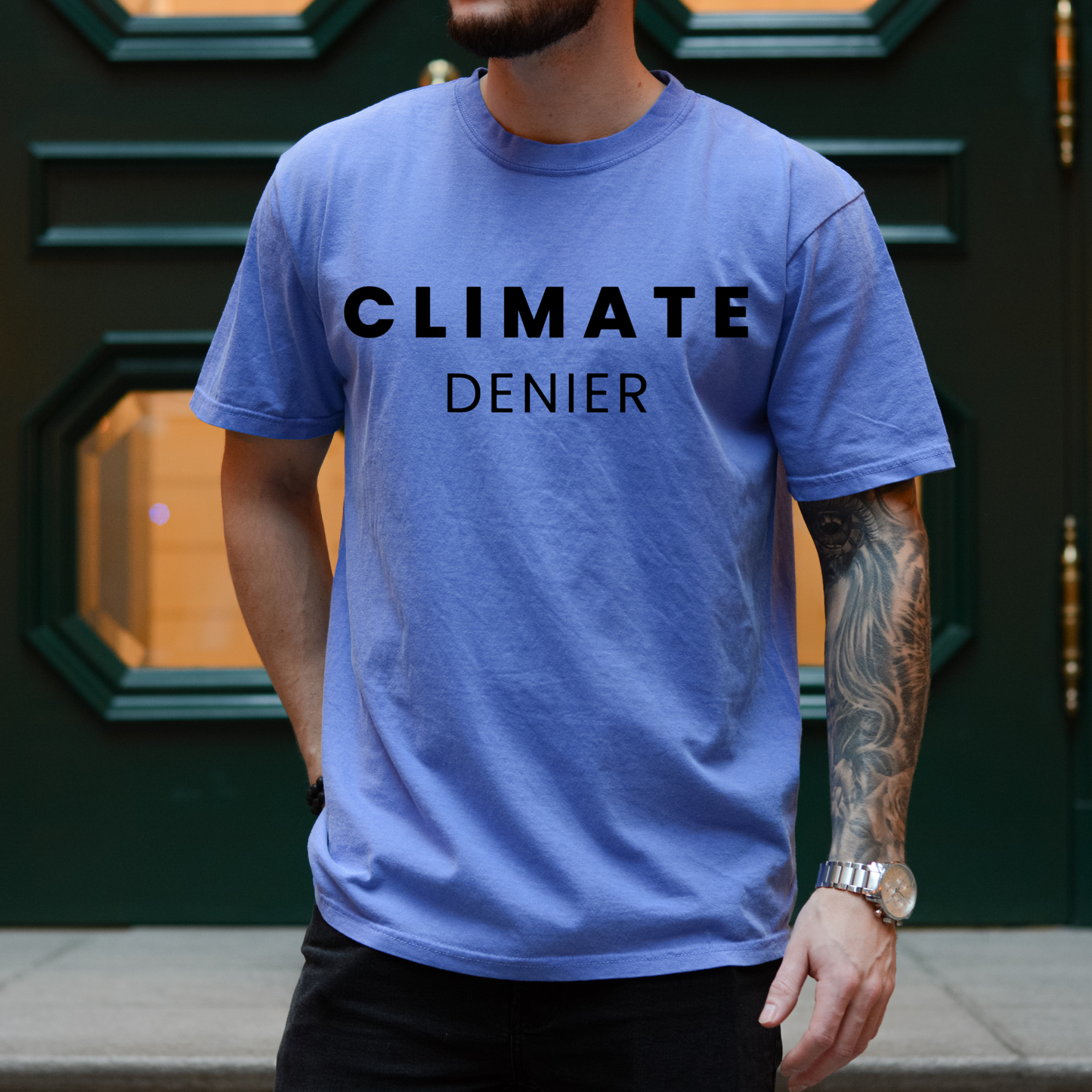 Climate Denier - Unisex Garment-Dyed Heavyweight Tee