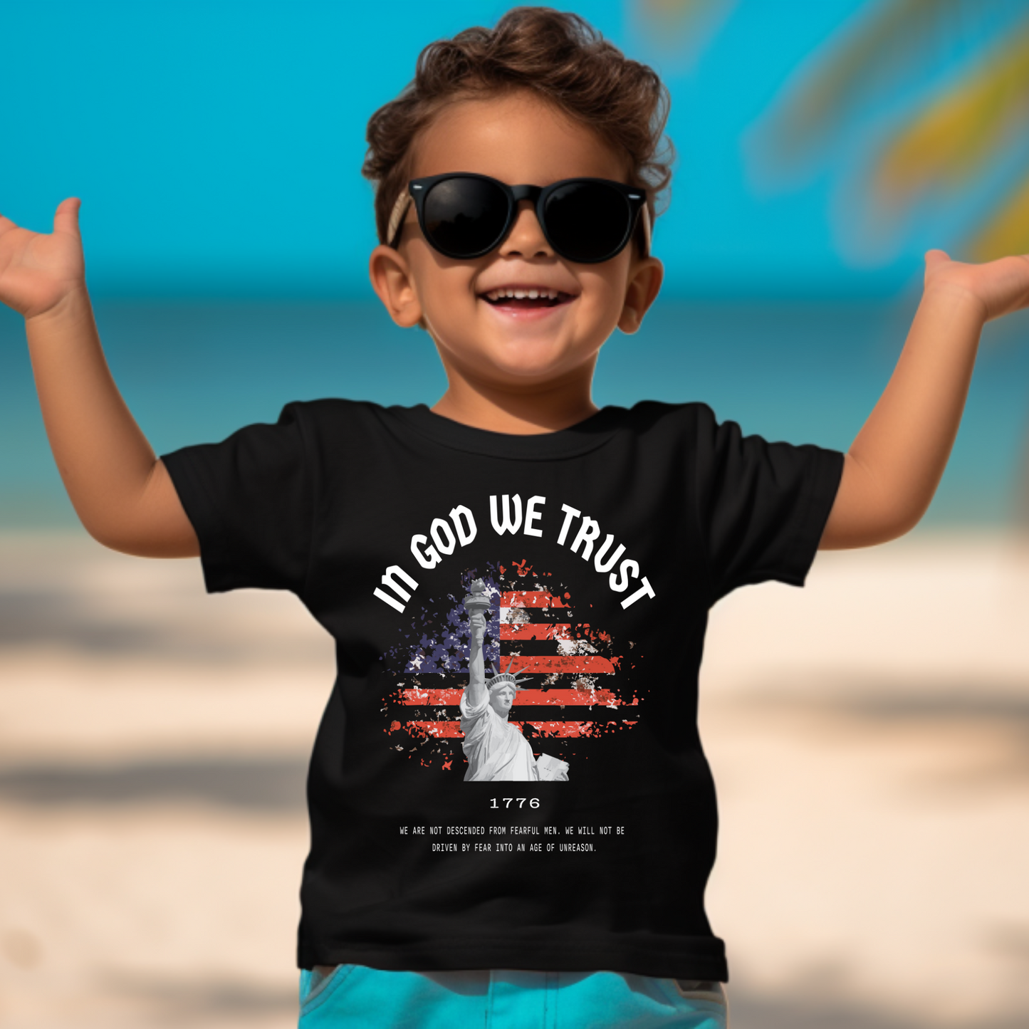 In God We Trust Liberty Flag - Toddler Jersey Tee