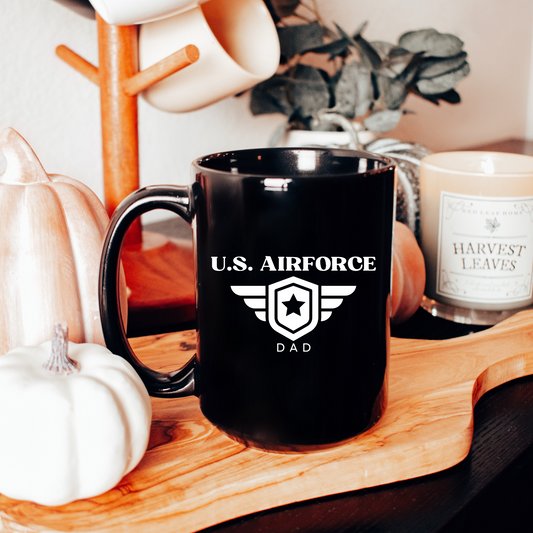 U.S. Airforce Dad - Black Glossy Mug