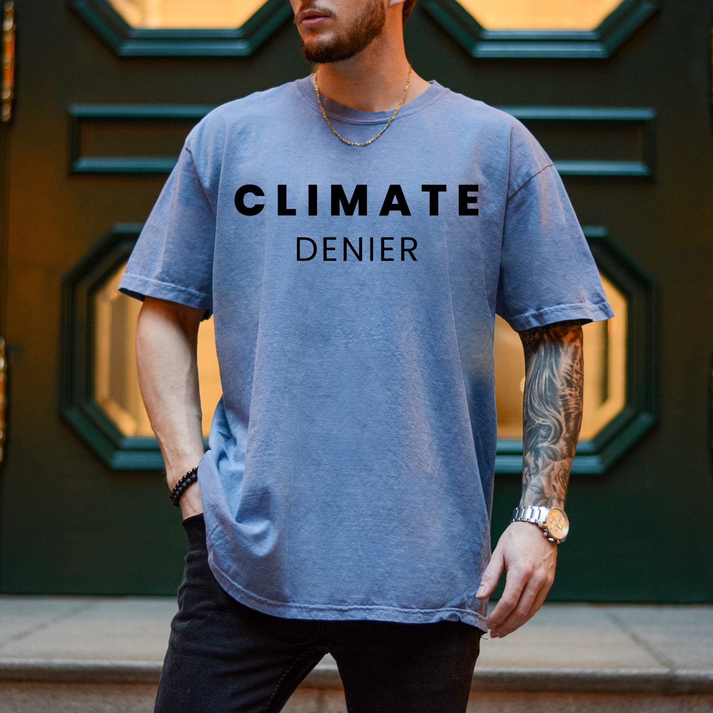 Climate Denier - Unisex Garment-Dyed Heavyweight Tee