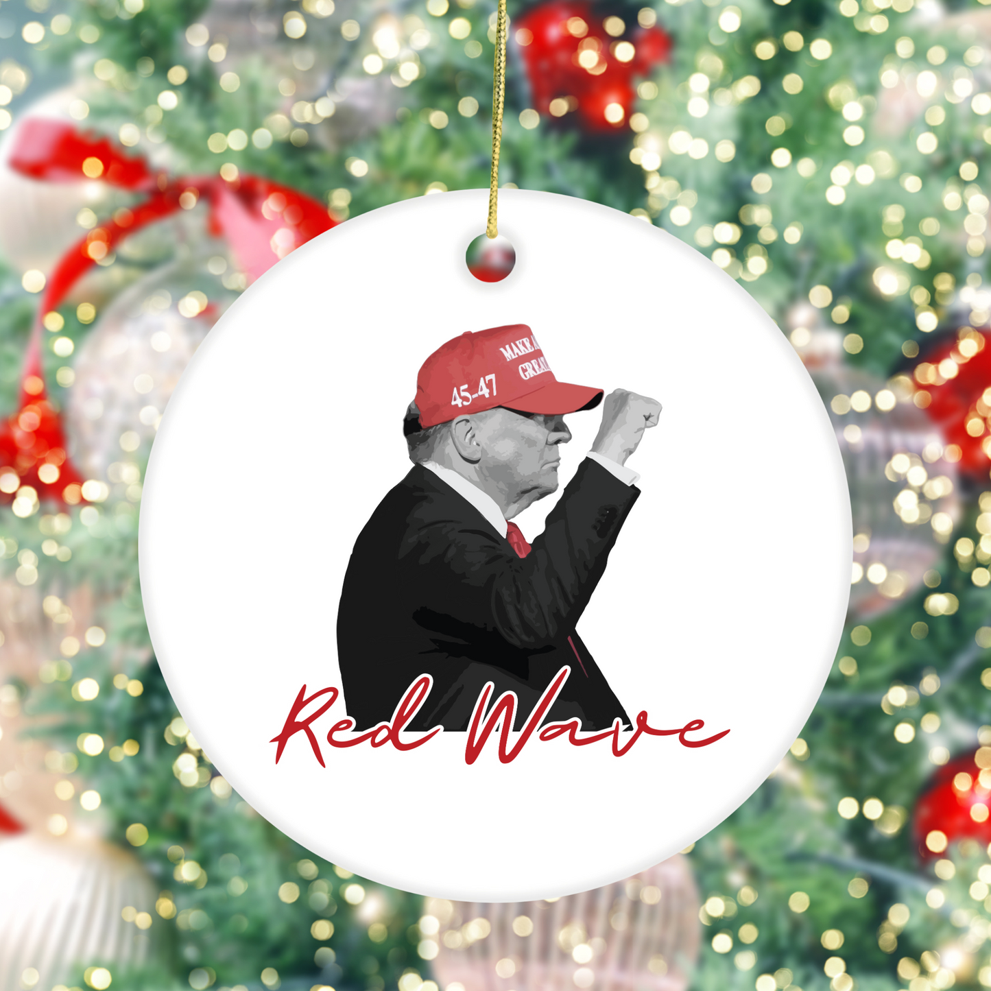 Trump Red Wave - Ceramic Ornament