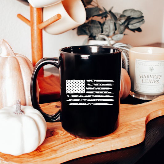 American Flag - Black Glossy Mug