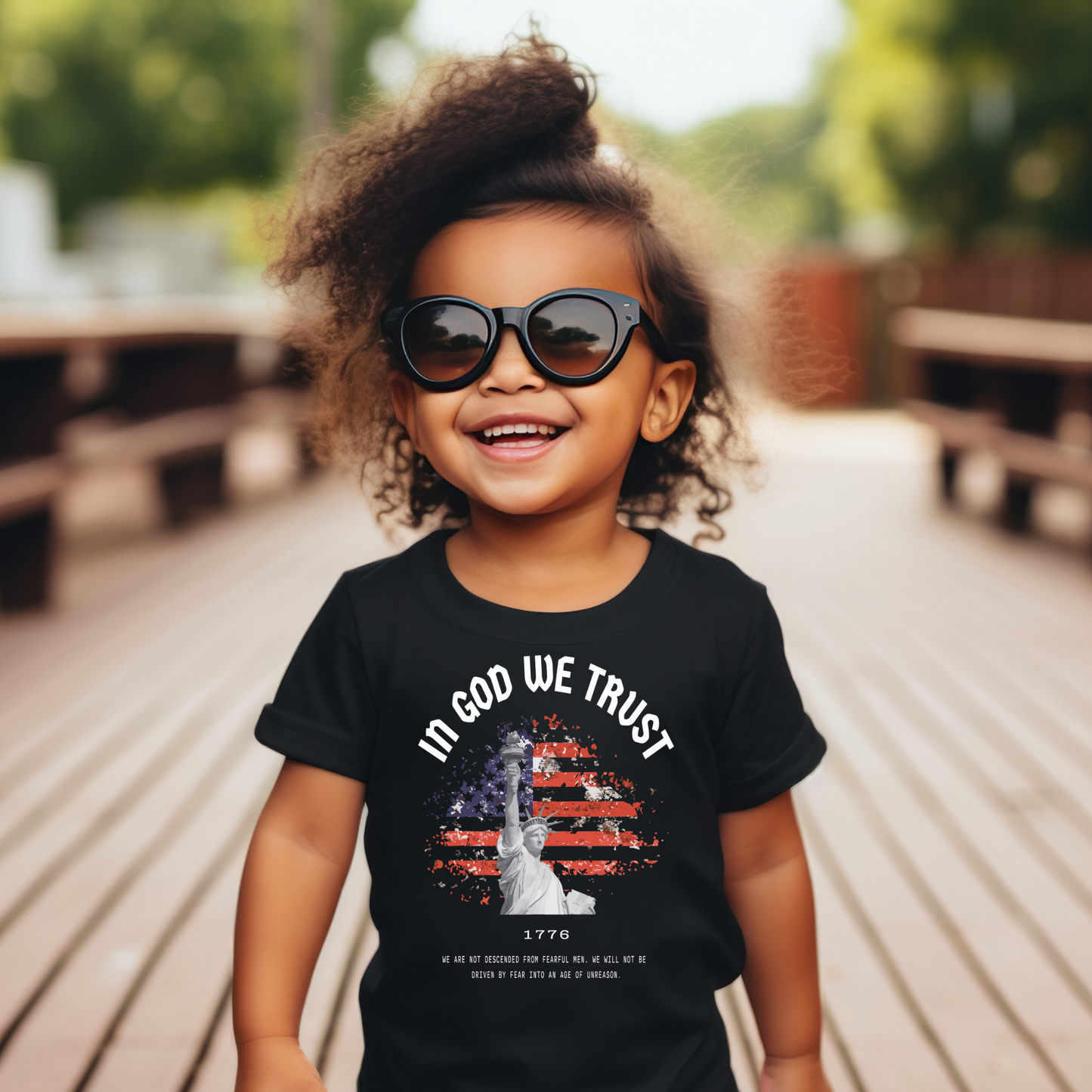 In God We Trust Liberty Flag - Toddler Jersey Tee