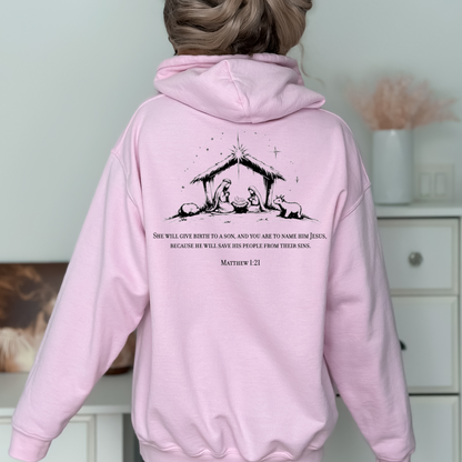 Christmas Nativity Matthew 1:21 - Unisex Hoodie