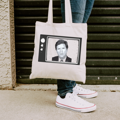 Tucker Carlson Retro TV - Cotton Canvas Tote Bag