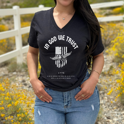 In God We Trust Patriotic Eagle - Unisex V-Neck Jersey Tee