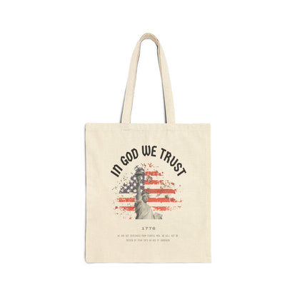 In God We Trust Liberty Flag - Cotton Canvas Tote Bag