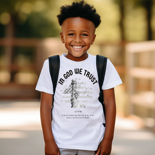 In God We Trust Liberty Flag - Youth Short Sleeve T-Shirt