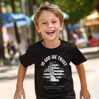 In God We Trust Liberty Flag - Youth Short Sleeve T-Shirt