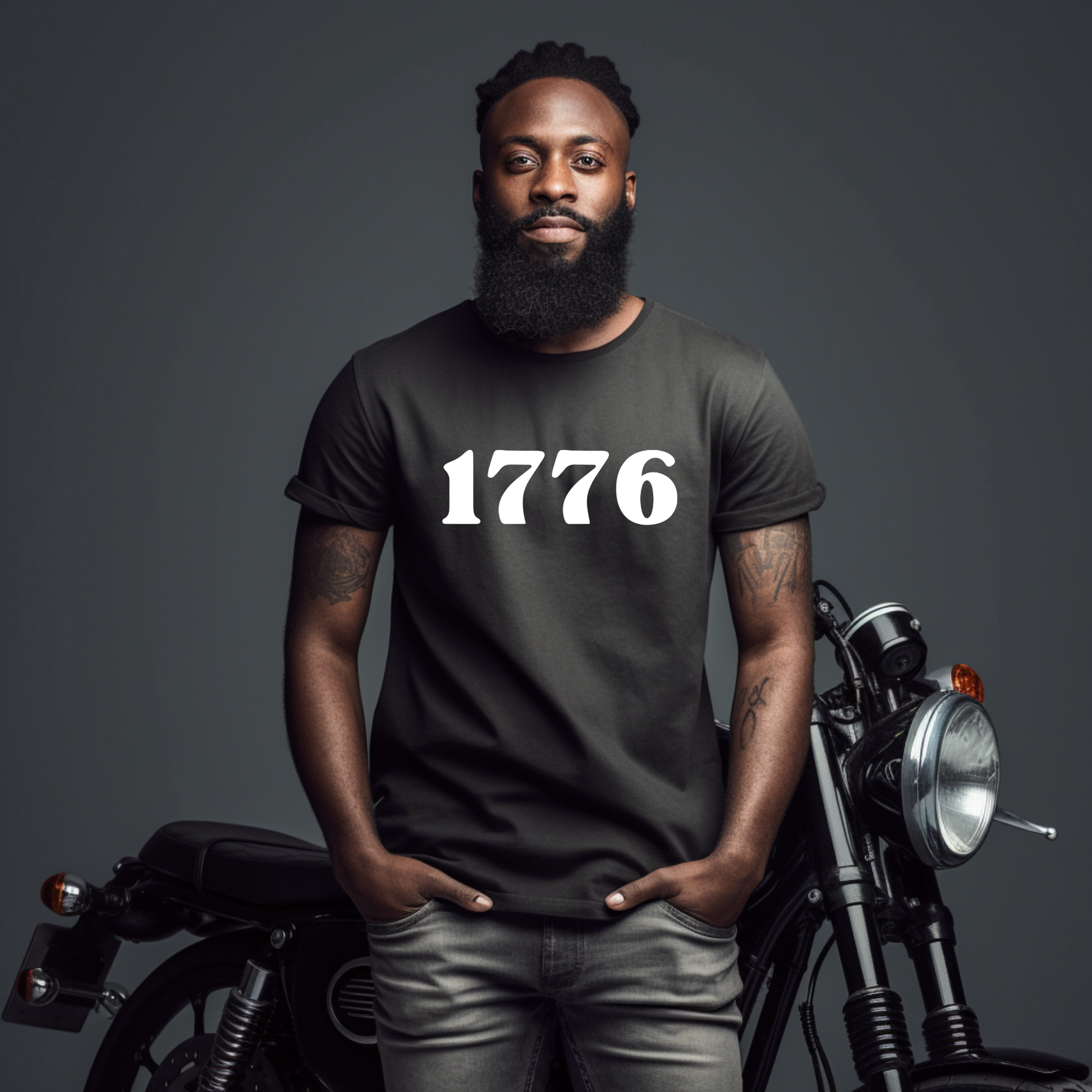 1776 black unisex jersey t-shirt
