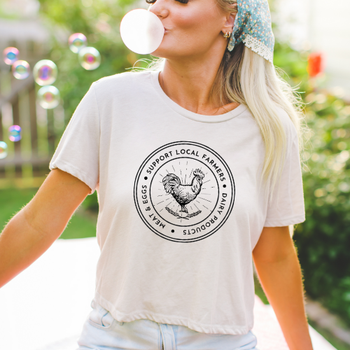 Support Local Farmers - Women's Flowy Cropped Tee