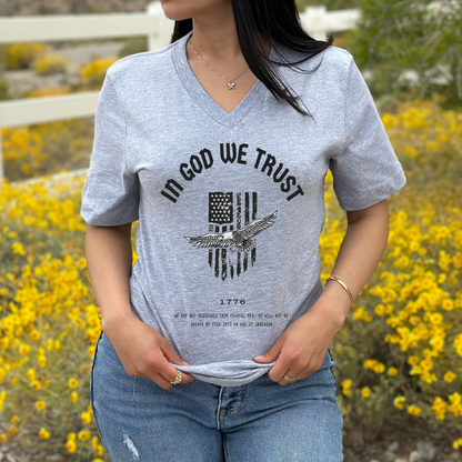 In God We Trust Patriotic Eagle - Unisex V-Neck Jersey Tee
