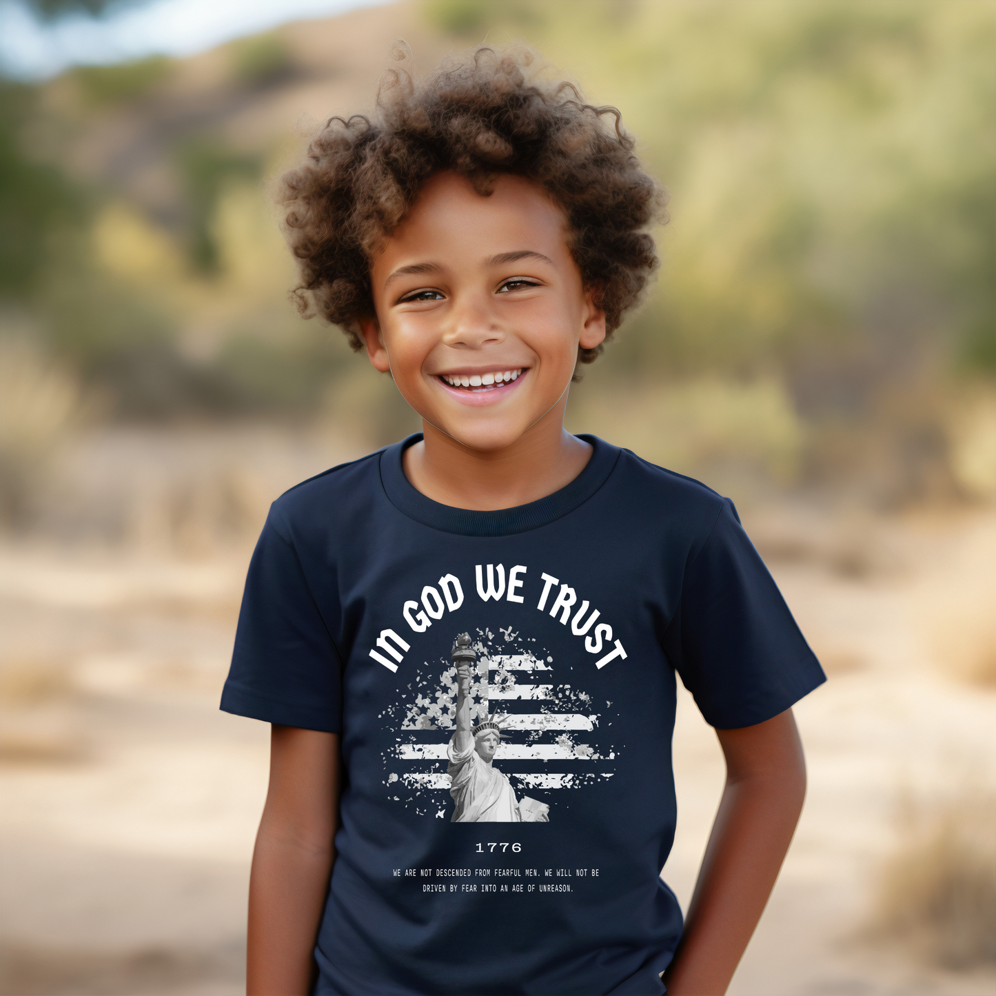 In God We Trust Liberty Flag - Youth Short Sleeve T-Shirt