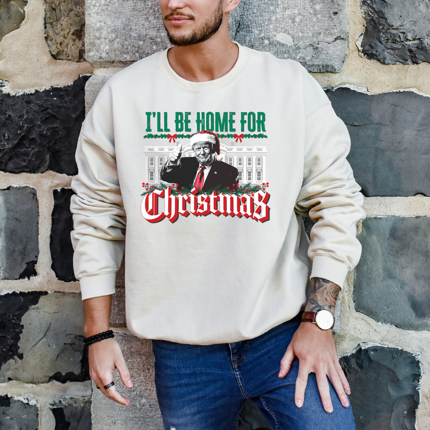 Trump "I'll be Home for Christmas" - Unisex Crewneck Sweatshirt