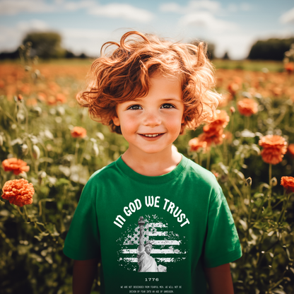 In God We Trust Liberty Flag - Youth Short Sleeve T-Shirt