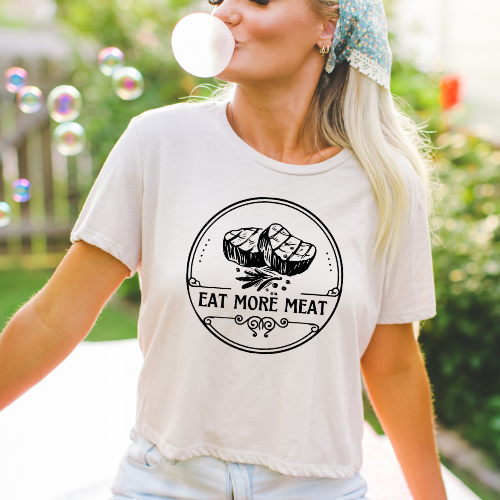 Eat More Meat - Women's Flowy Cropped Tee