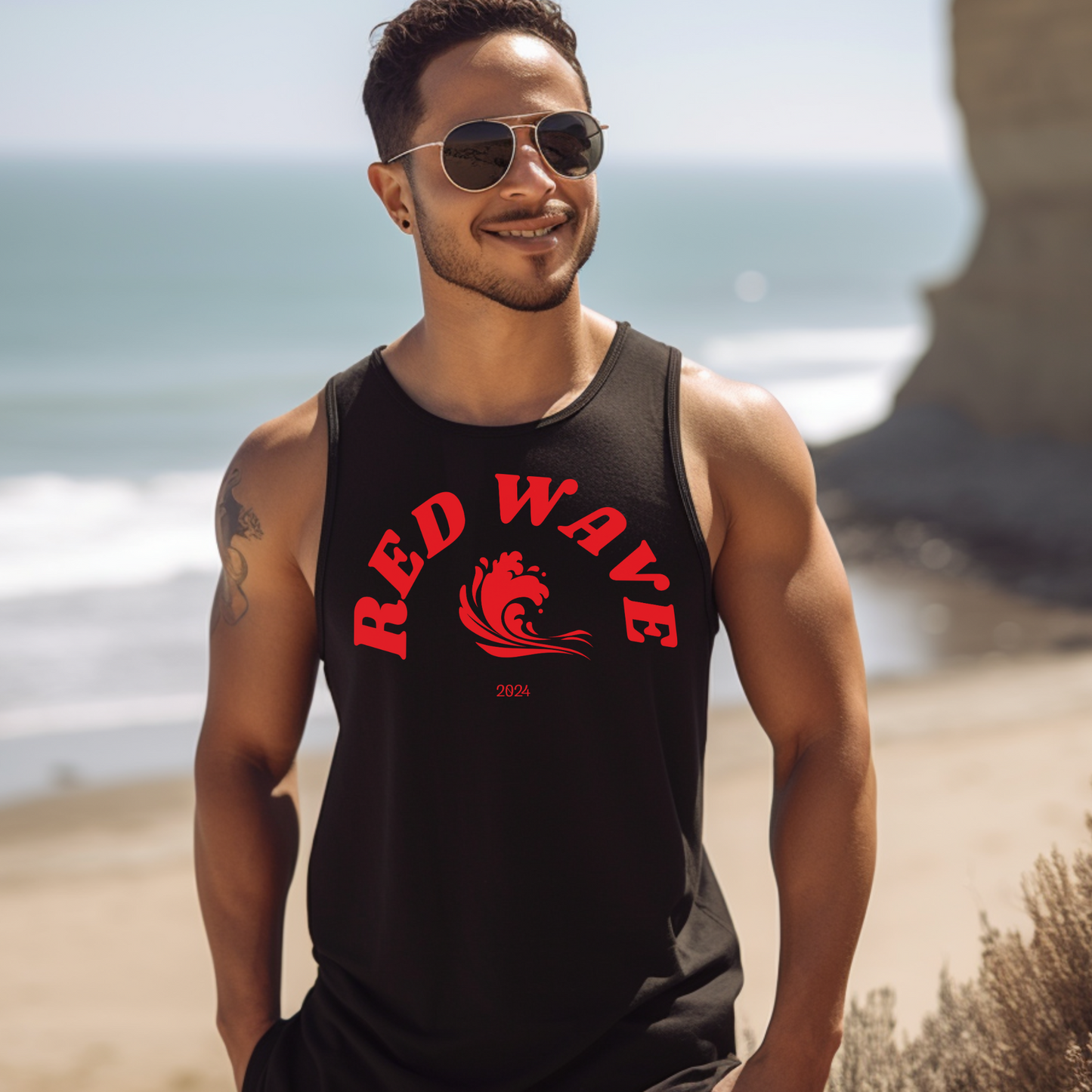 Red Wave - Unisex Jersey Tank Top