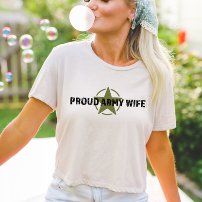 Proud Army Wife - Women's Flowy Cropped Tee