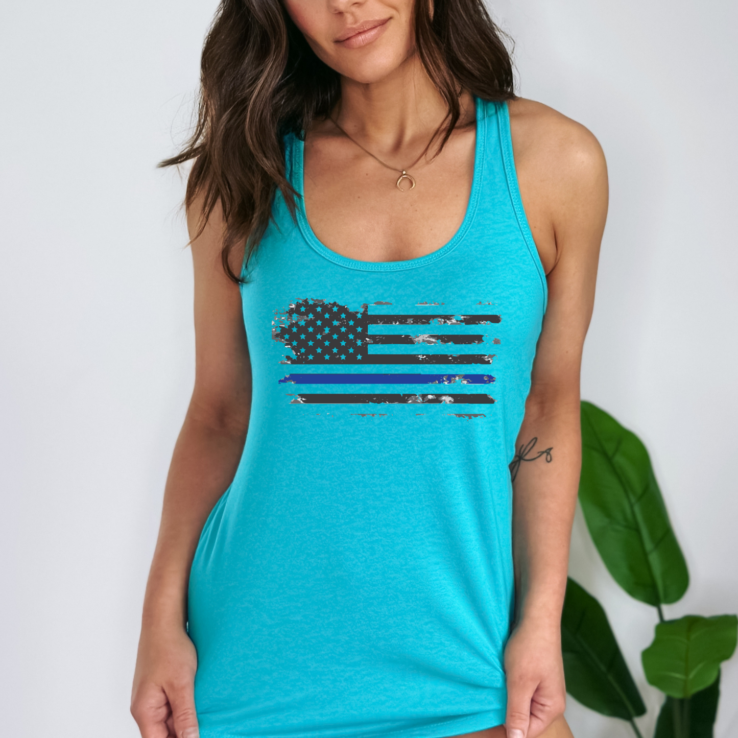 Thin Blue Line Flag - Women's Racerback Tank