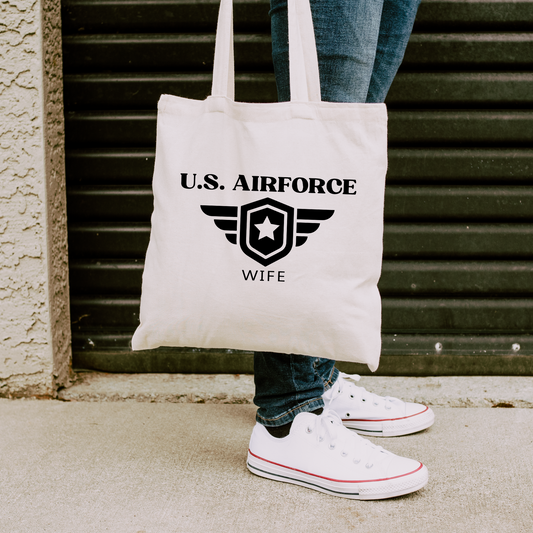 U.S. Airforce Wife - Cotton Canvas Tote Bag