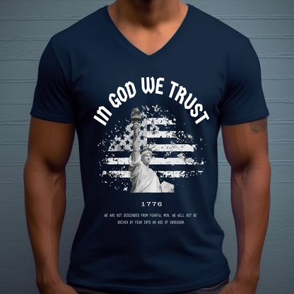 In God We Trust Lady Liberty Flag - Unisex Jersey V-Neck Tee