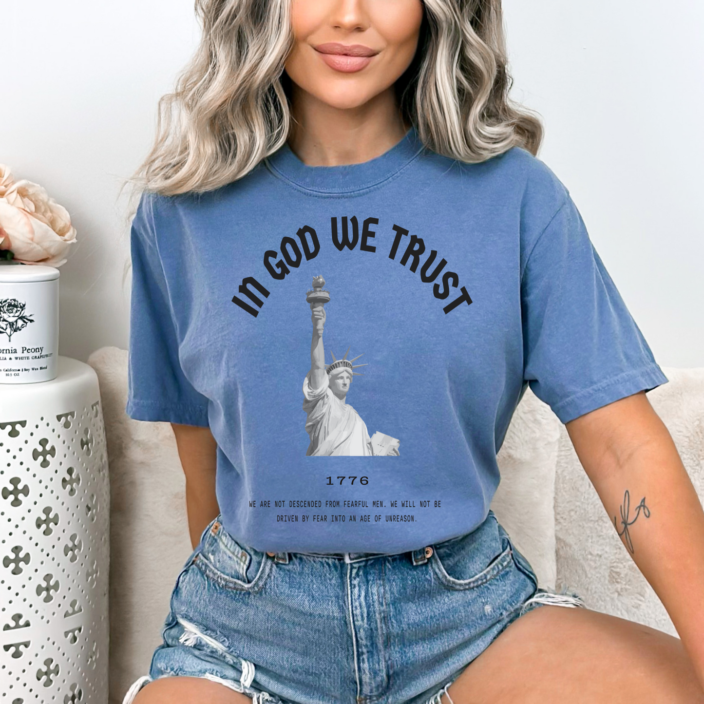 In God We Trust Lady Liberty - Unisex Garment-Dyed Heavyweight Tee