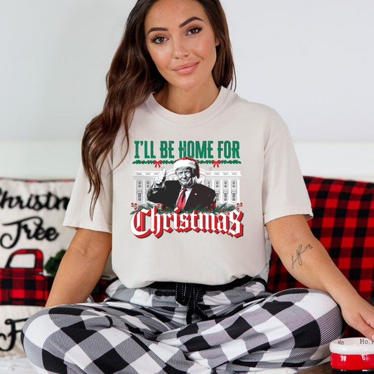 Trump "I'll be Home for Christmas" - Unisex Garment-Dyed Heavyweight T-shirt