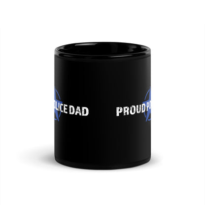 Proud Police Dad - Black Glossy Mug