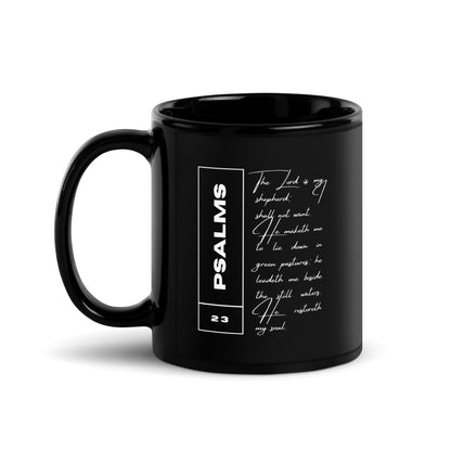 Psalms 23 - Black Glossy Mug