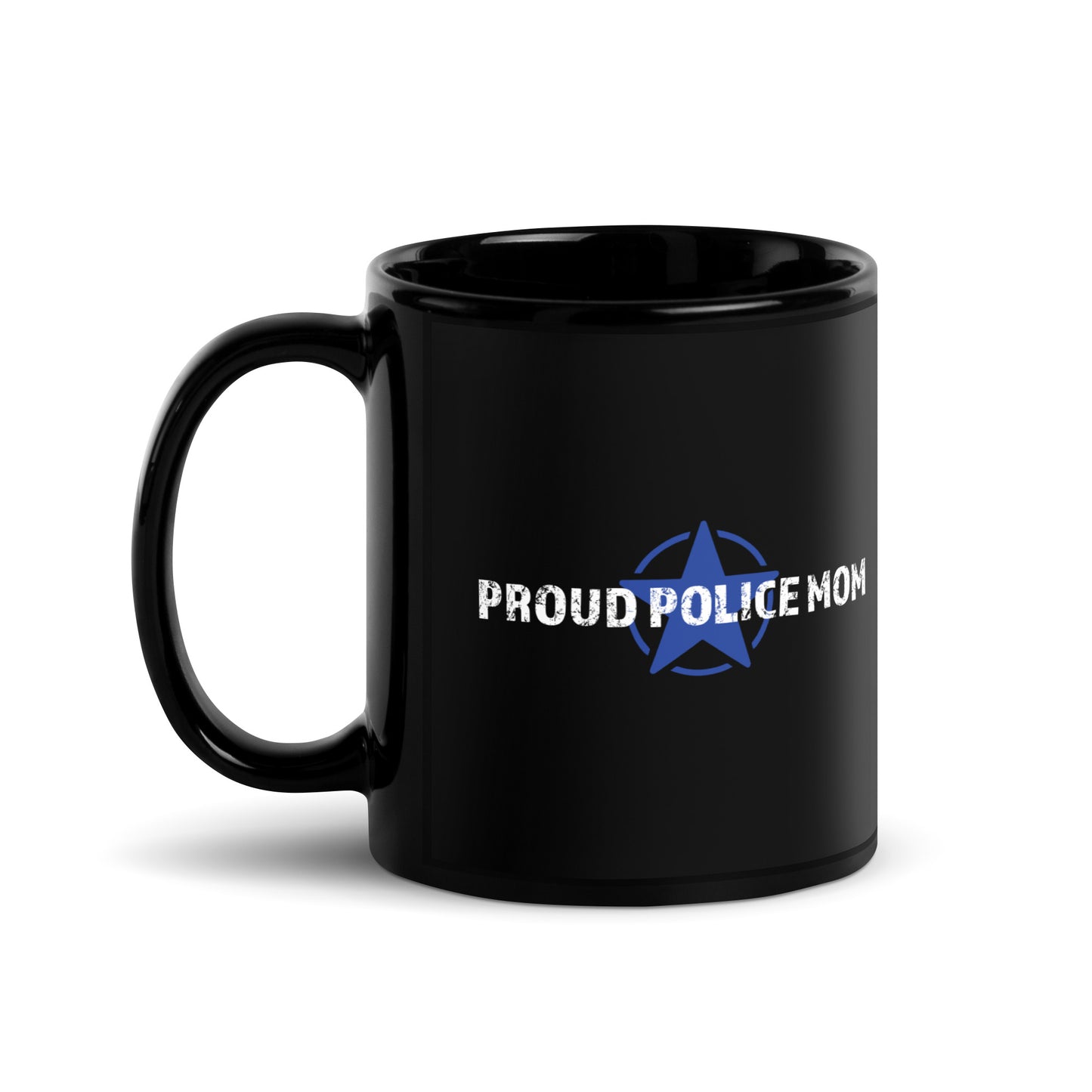 Proud Police Mom - Black Glossy Mug