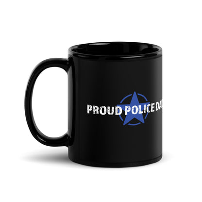 Proud Police Dad - Black Glossy Mug