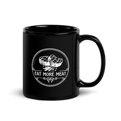 Eat More Meat - Black Glossy Mug
