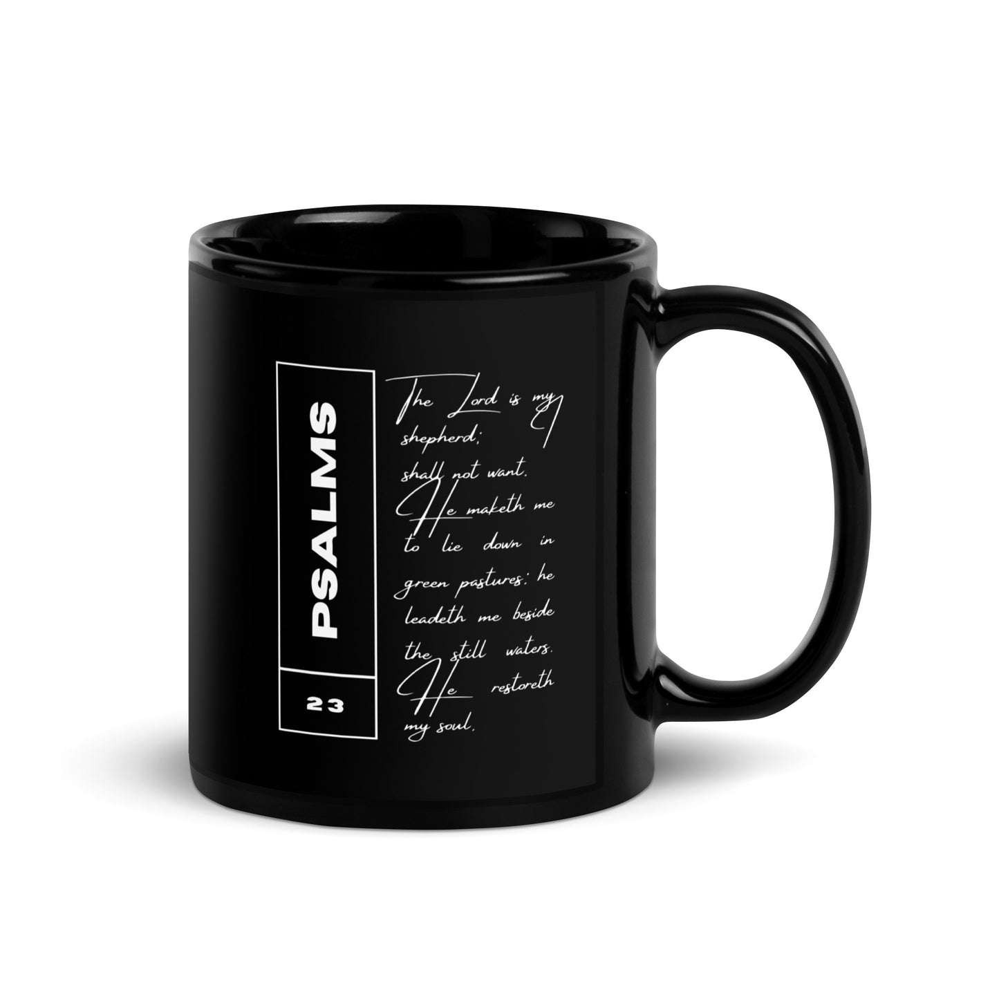 Psalms 23 - Black Glossy Mug