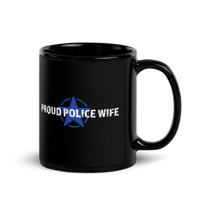 Proud Police Wife - Black Glossy Mug