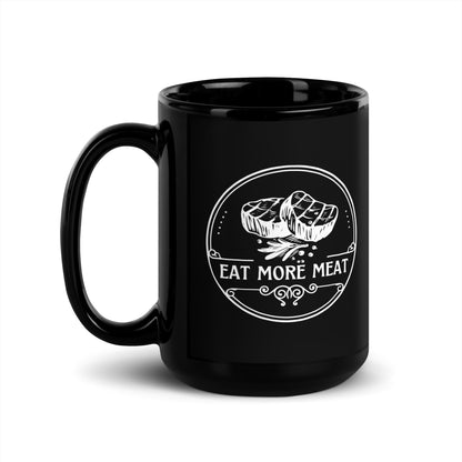Eat More Meat - Black Glossy Mug
