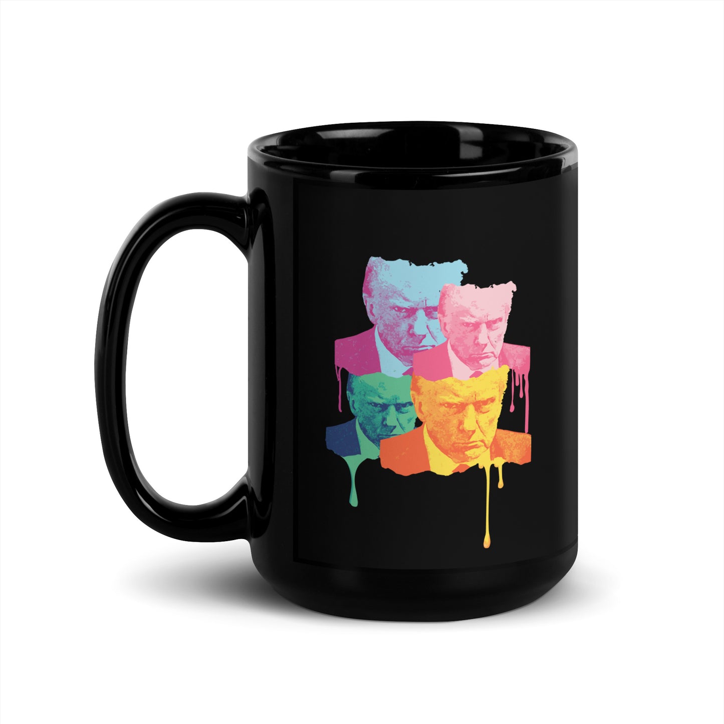 Trump Mugshot Drip - Black Glossy Mug