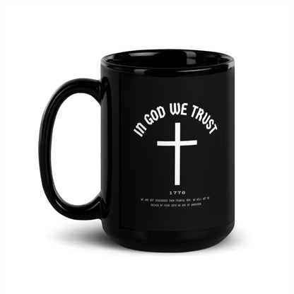 In God We Trust Cross - Black Glossy Mug