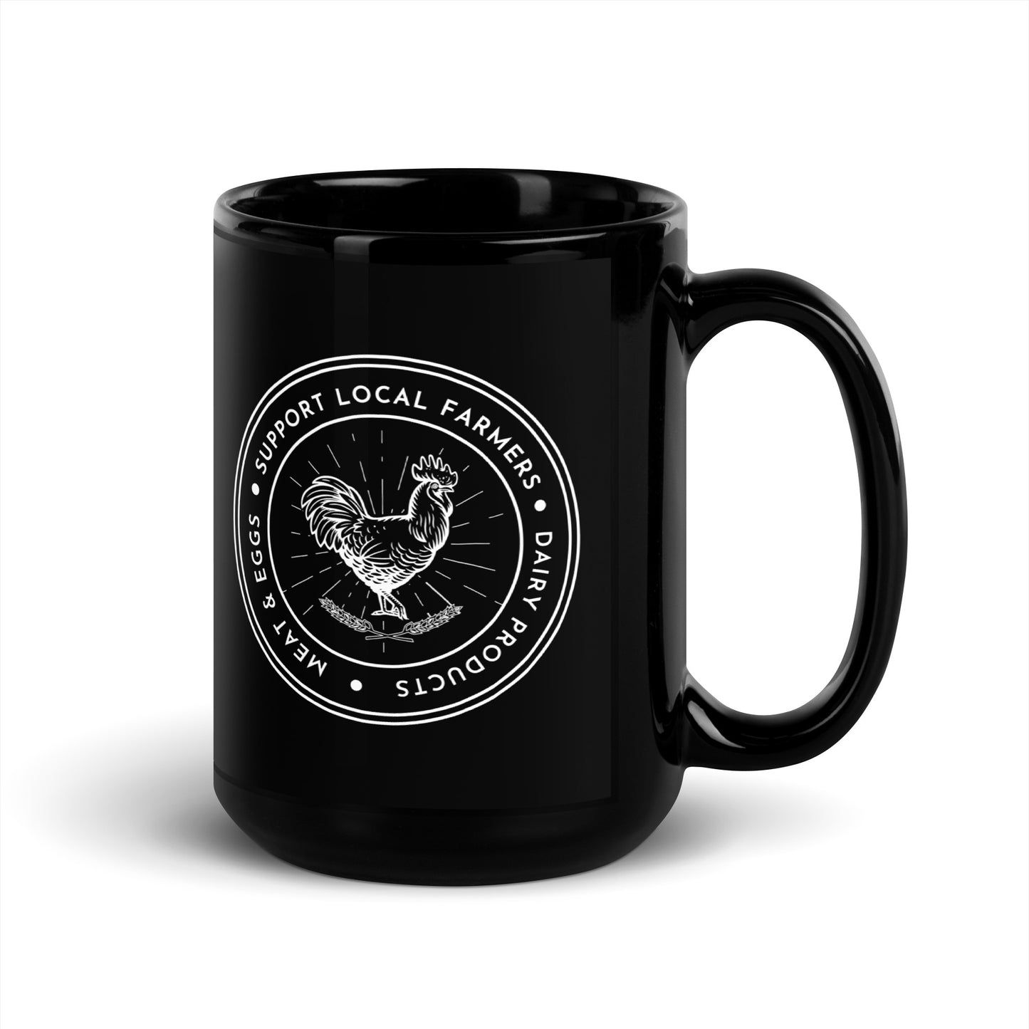 Support Local Farmers - Black Glossy Mug