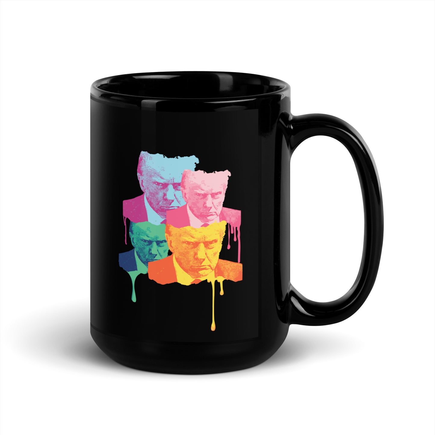 Trump Mugshot Drip - Black Glossy Mug