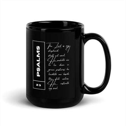 Psalms 23 - Black Glossy Mug