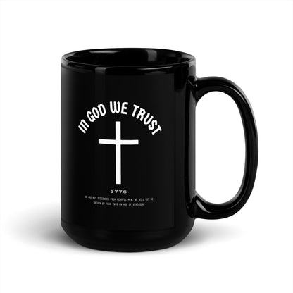 In God We Trust Cross - Black Glossy Mug